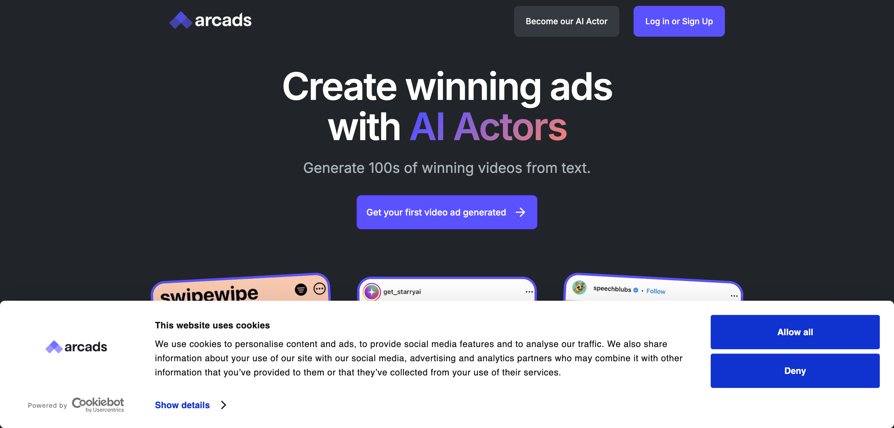 Arcads Interface screenshot