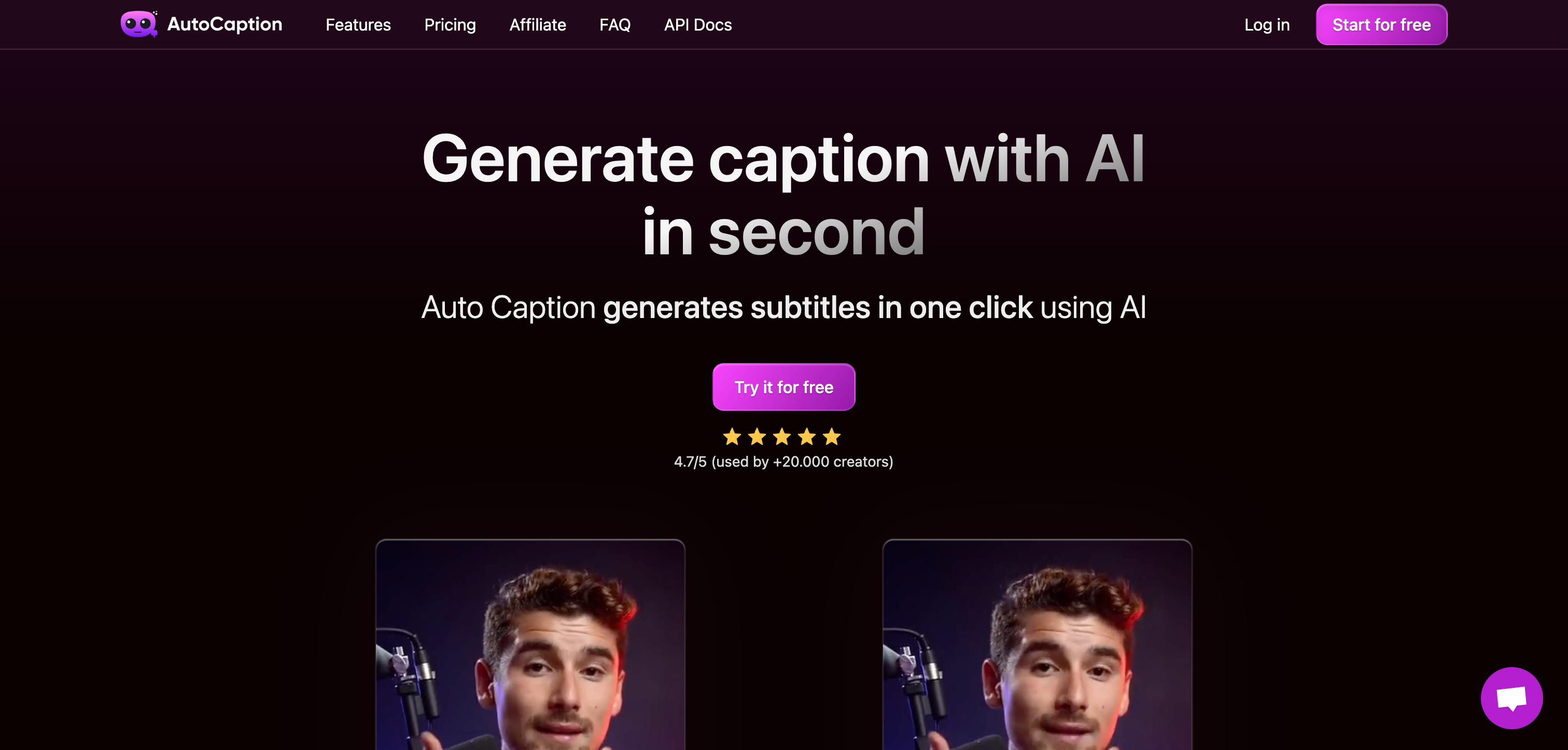 AutoCaption Interface screenshot