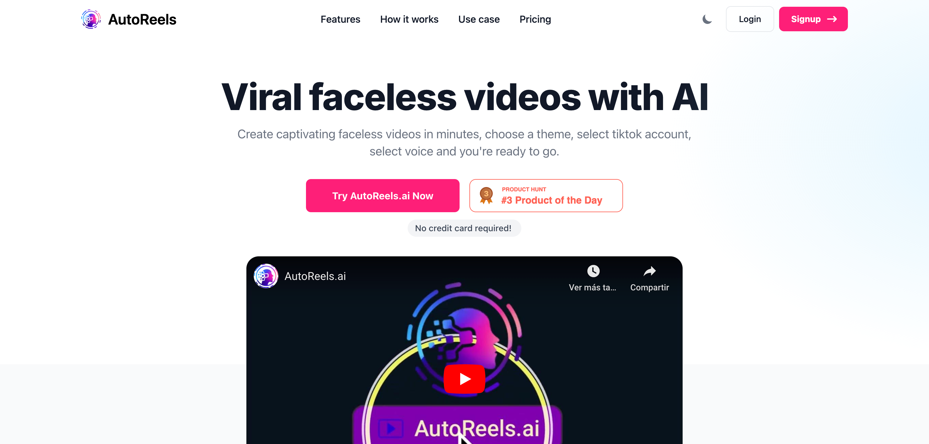 AutoReels Interface screenshot
