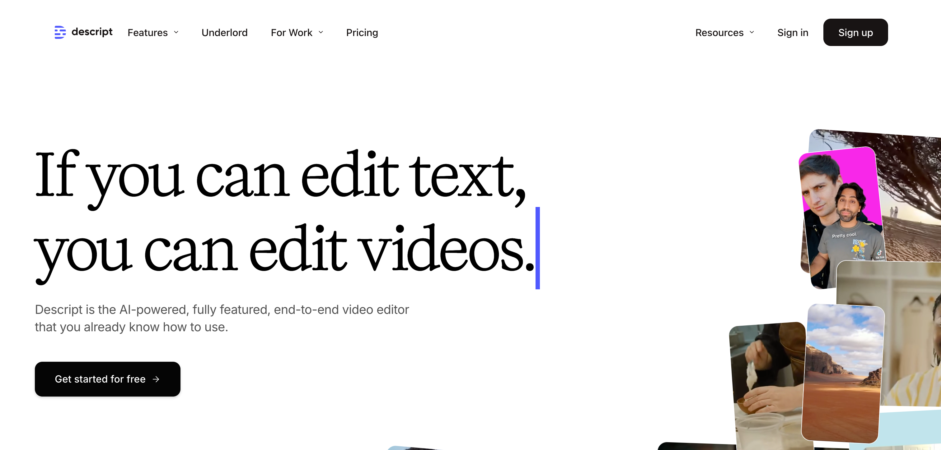 Descript Interface screenshot