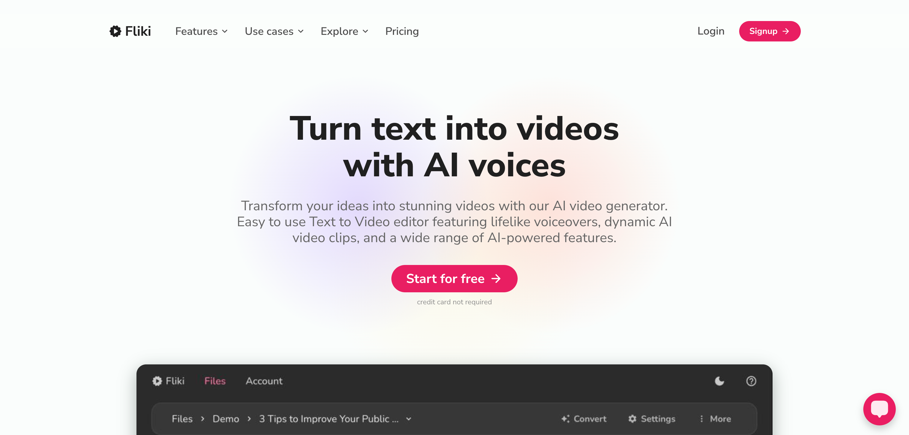Fliki Interface screenshot