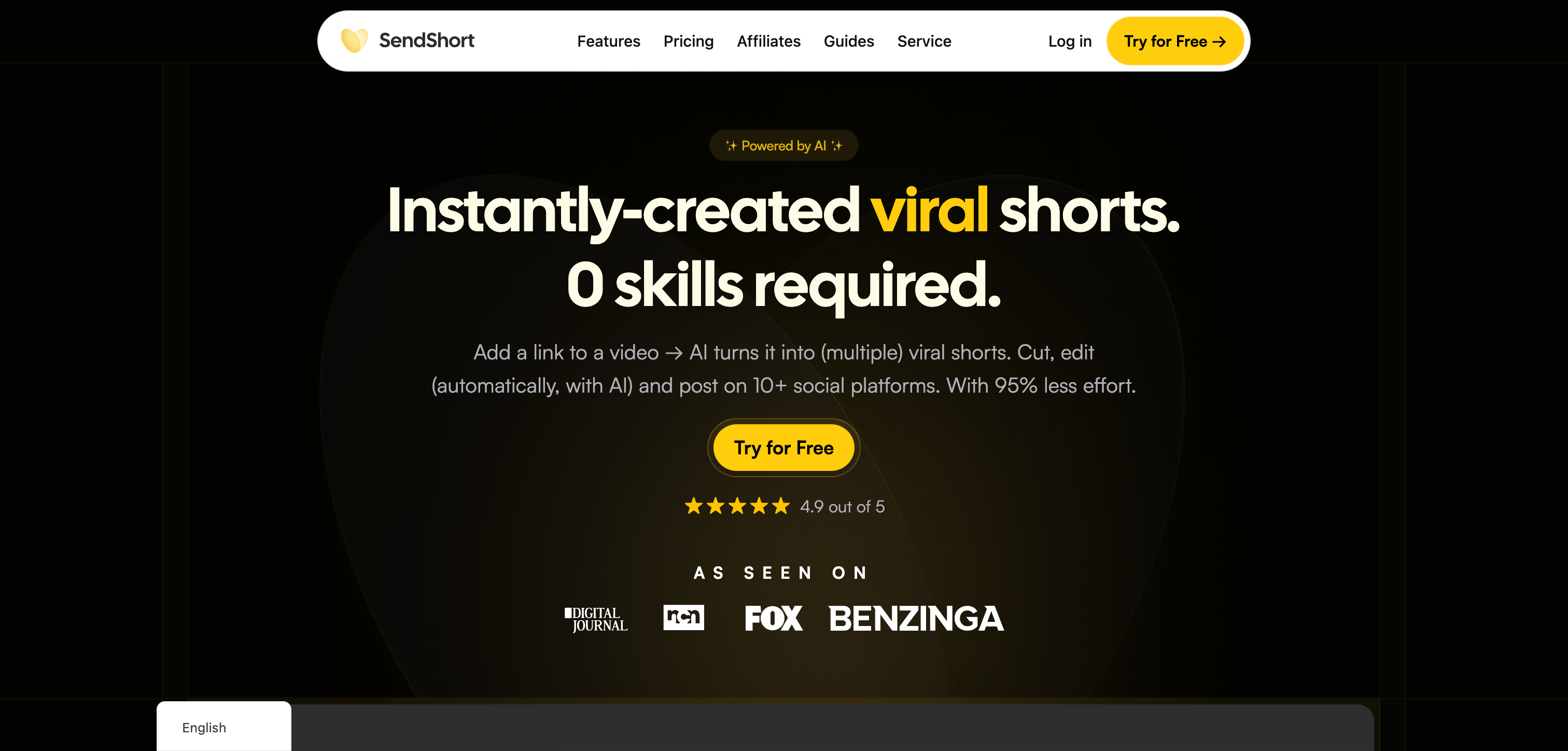 Sendshort Interface screenshot