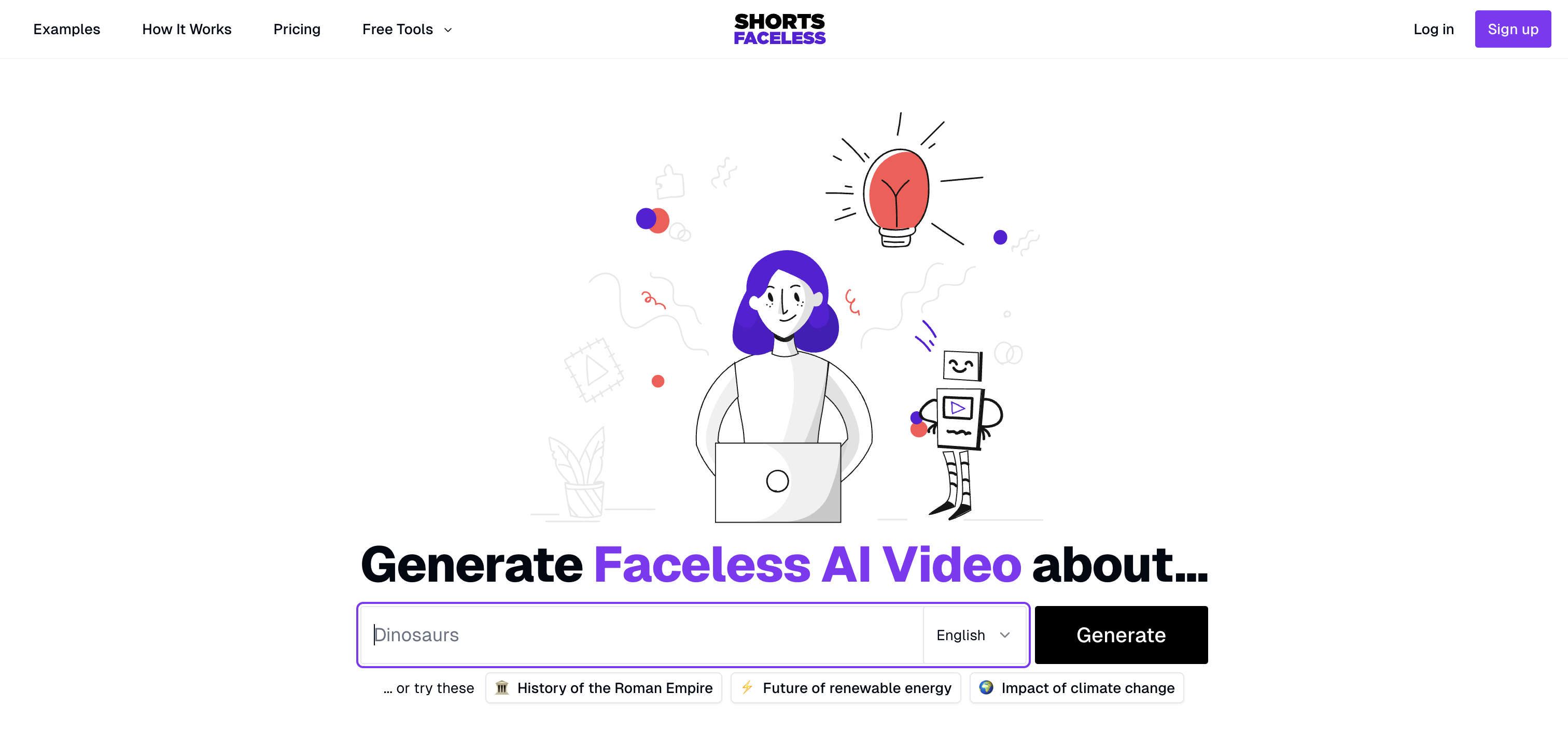 ShortsFaceless Interface screenshot
