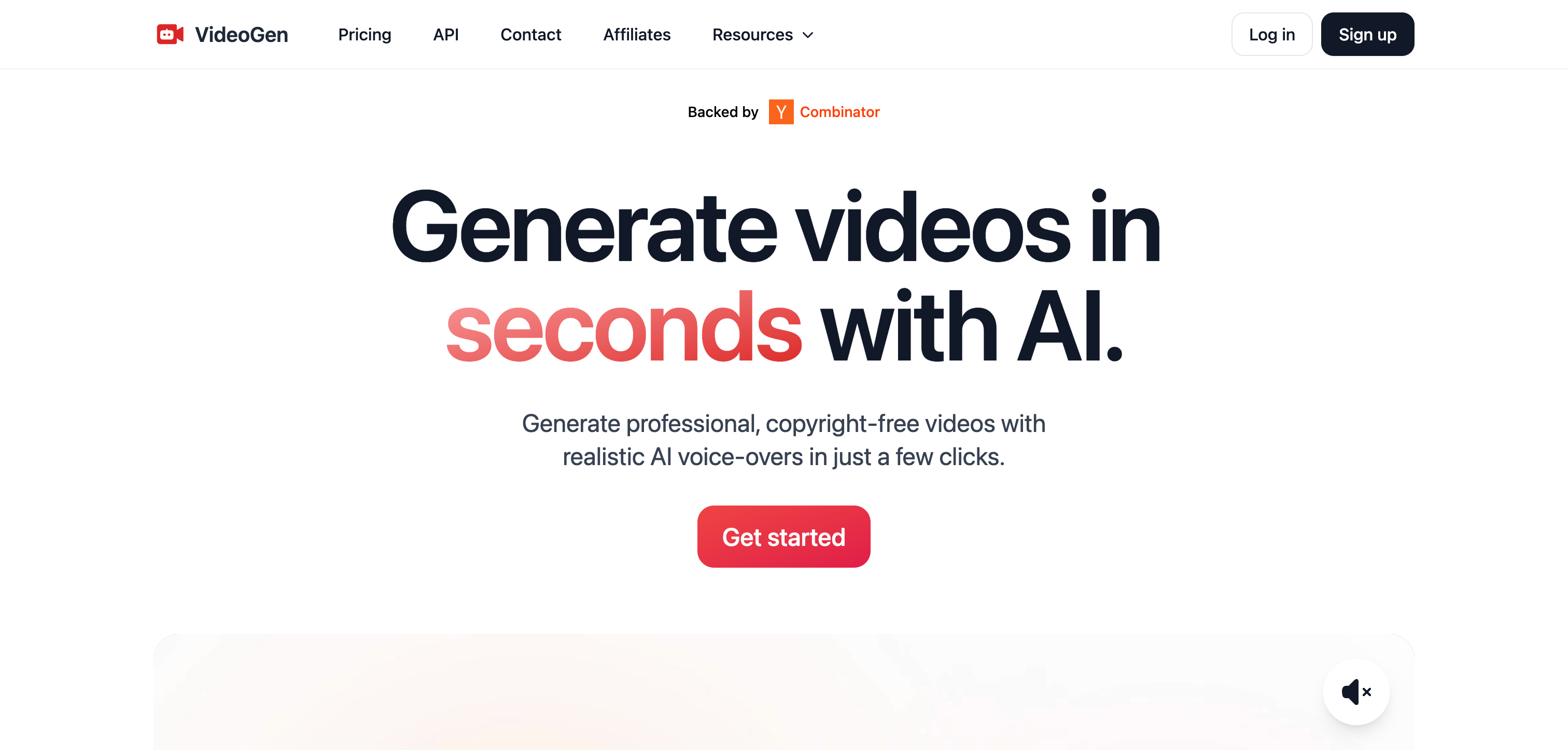 Videogen Interface screenshot
